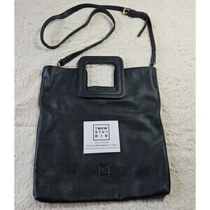TMRW NWOT Black leather‎ Milo Foldover Multiple Way Clutch n Crossbody Purse Bag